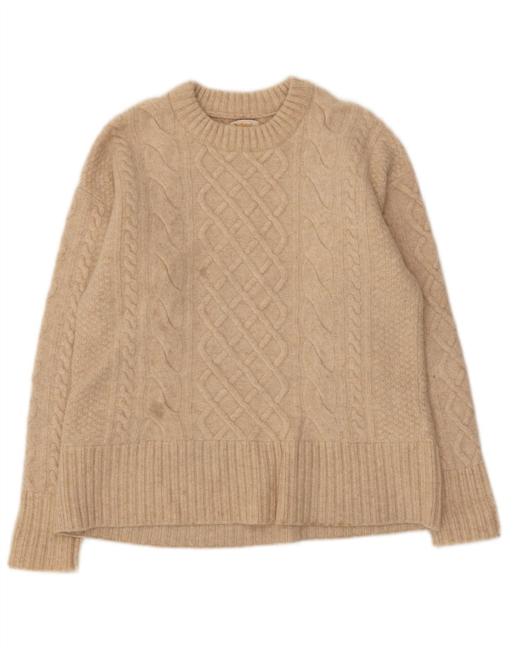 Barbour ženski džemper s okruglim izrezom UK 10 Small Beige Wool