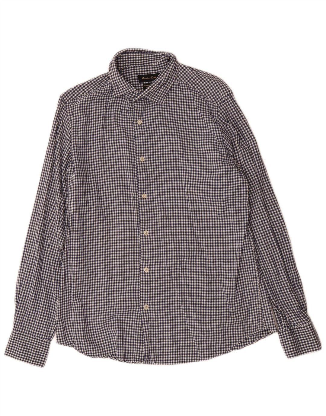 MASSIMO DUTTI Mens Shirt Large Navy Blue Gingham