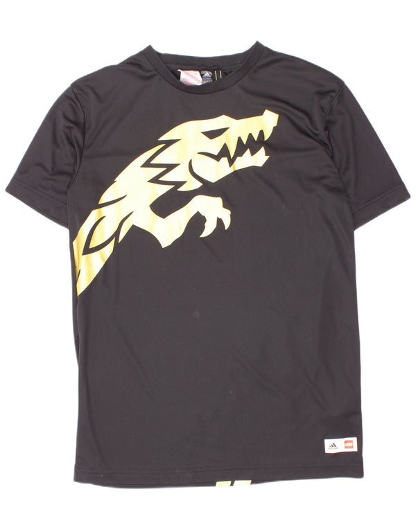 Adidas Boys Primegreen Graphic T-Shirt Top 11-12 Years Black Poliester