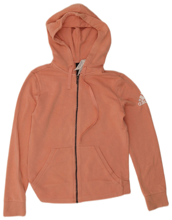 Adidas ženski džemper s kapuljačom s patentnim zatvaračem UK 8/10 mali ružičasti pamuk