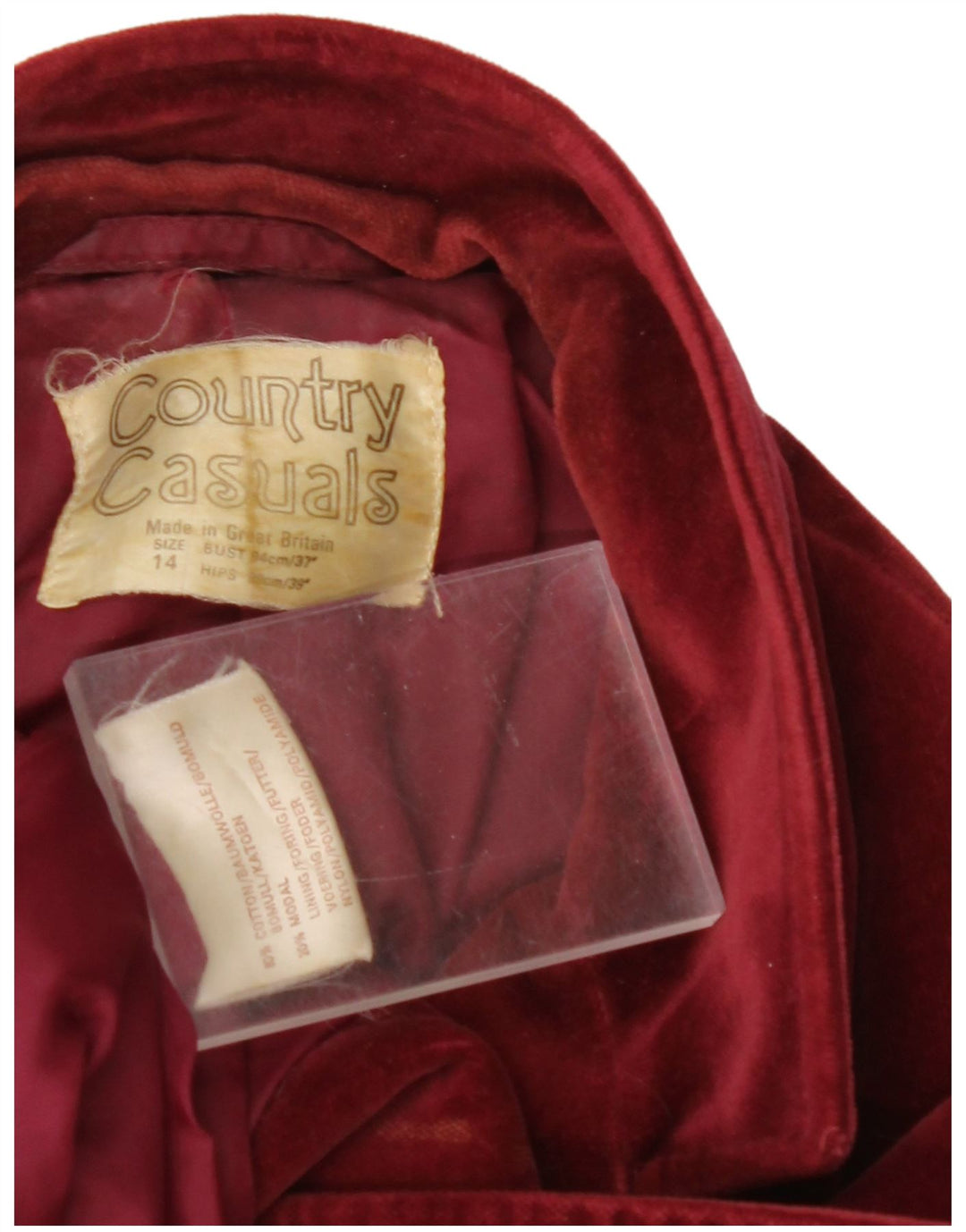 COUNTRY CASUALS Ženska baršunasta jakna sa 2 gumba UK 14 Velika bordo