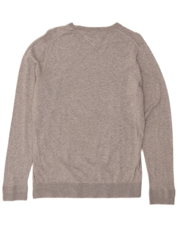 TOMMY HILFIGER Mens Crew Neck Jumper Sweater Medium Grey Cotton
