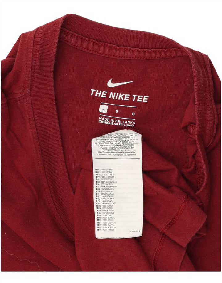 NIKE Mens T-Shirt Top Large Burgundy Cotton