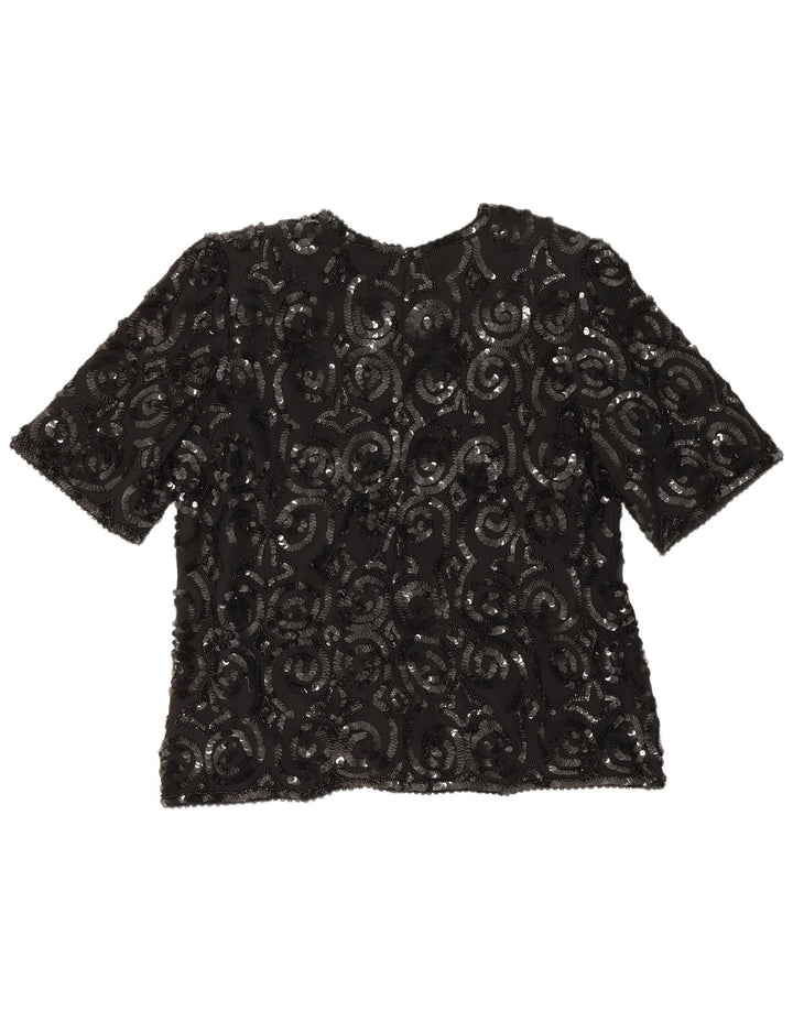 Top ženska bluza Frank Usher UK 16 velika crna svila