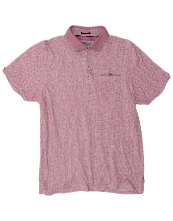 Muška polo majica Ted Baker, veličina 5 XL, pamuk u ljubičastom karu