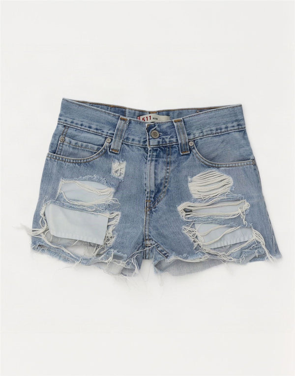 Levi's ženske 511 uske traper kratke hlače s oštećenjem W26 male plave