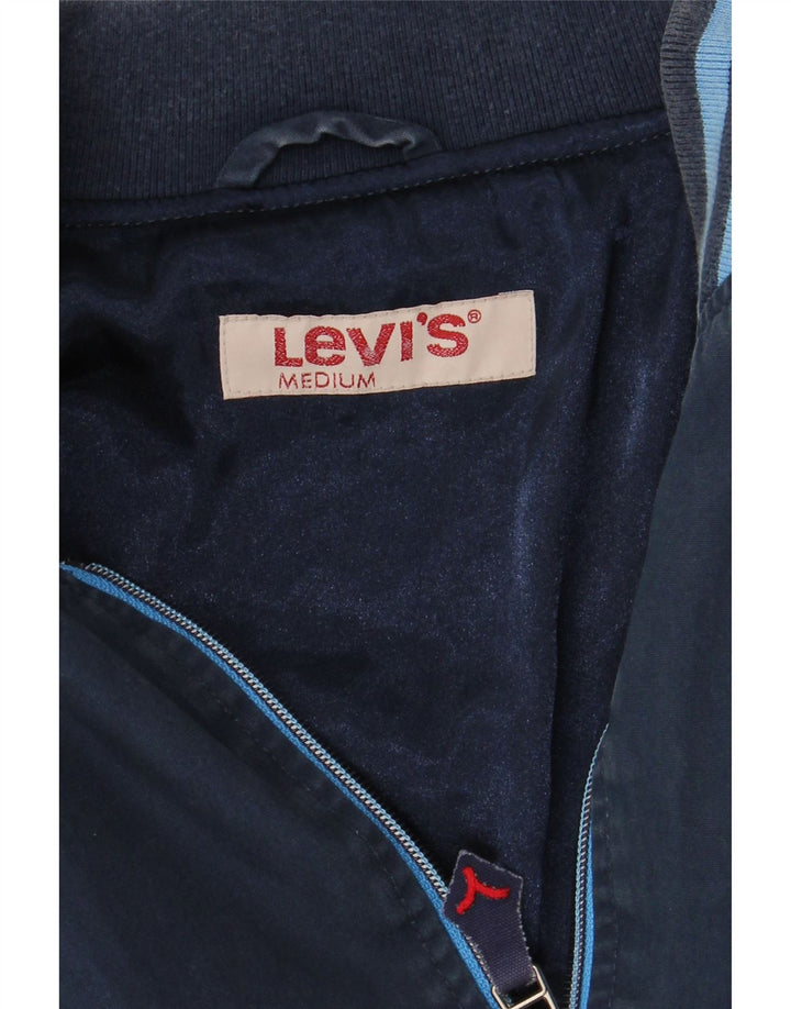 LEVI'S Mens Graphic Bomber Jacket UK 38 Medium Blue Cotton Vintage Levi's and Second-Hand Levi's from Messina Hembry 