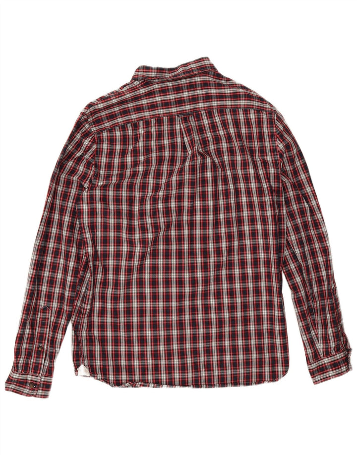 Lacoste muška flanelska košulja standardnog kroja, veličina 40, srednji crveni karirani pamuk