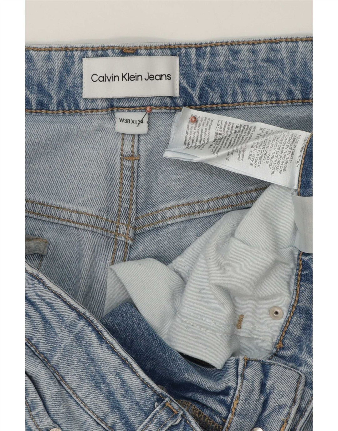 Calvin Klein Muške uske traperice W38 L32 Plavi pamuk