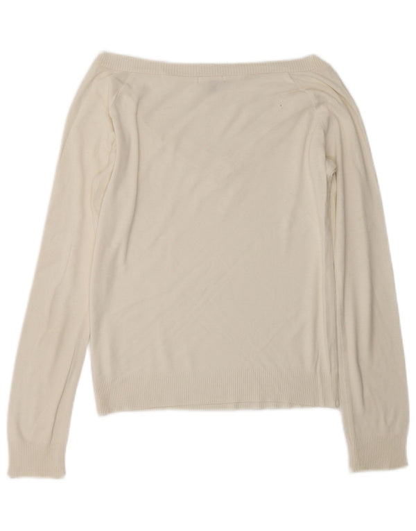 Ženski kratki džemper s V-izrezom Massimo Dutti UK 12 Medium Off White