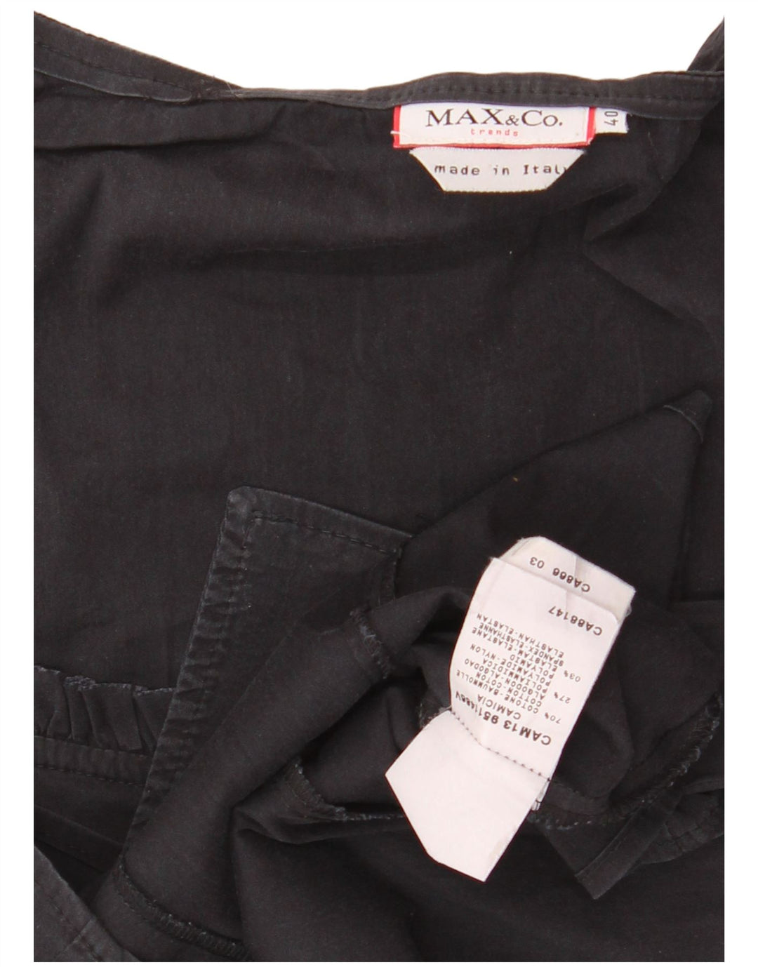 MAX & CO. Ženska skraćena košulja s volanima IT 40, mali crni pamuk