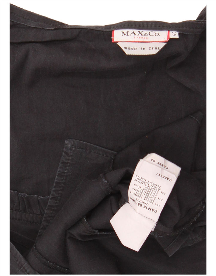 MAX & CO. Ženska skraćena košulja s volanima IT 40, mali crni pamuk