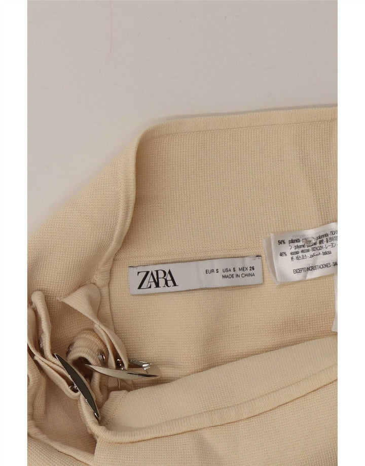 Zara ženska mini suknja na preklop, mala W26 od sivobijelog poliamida