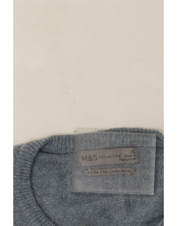 Marks & Spencer muški džemper s okruglim izrezom XL plave vune