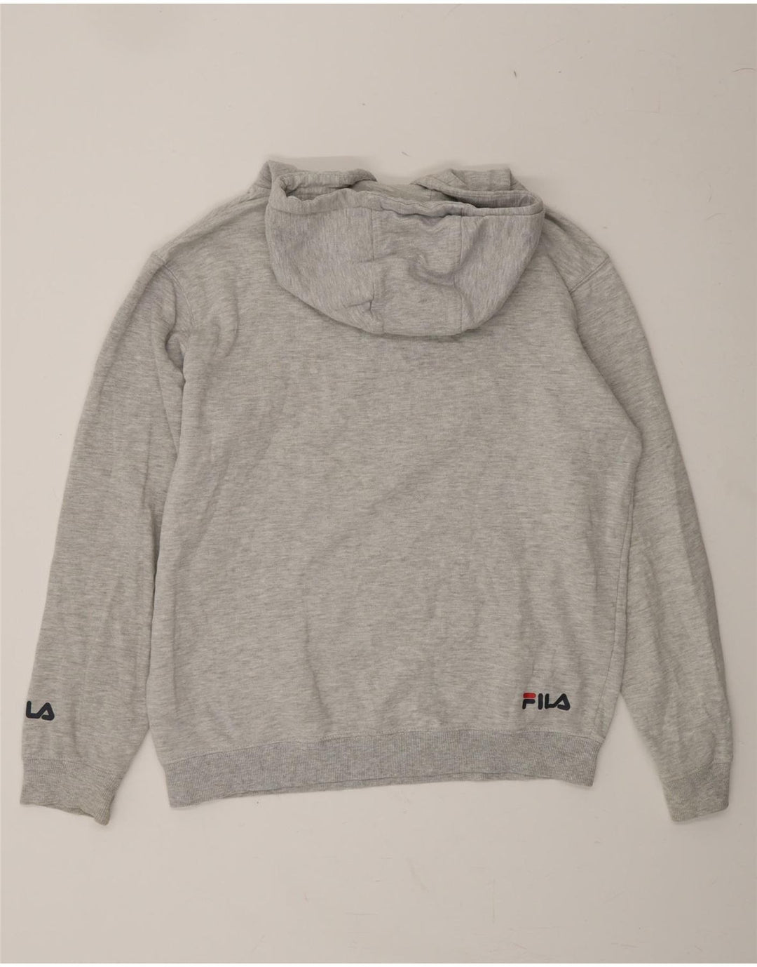 FILA Mens Graphic Hoodie Jumper Small Grey Vintage Fila and Second-Hand Fila from Messina Hembry 