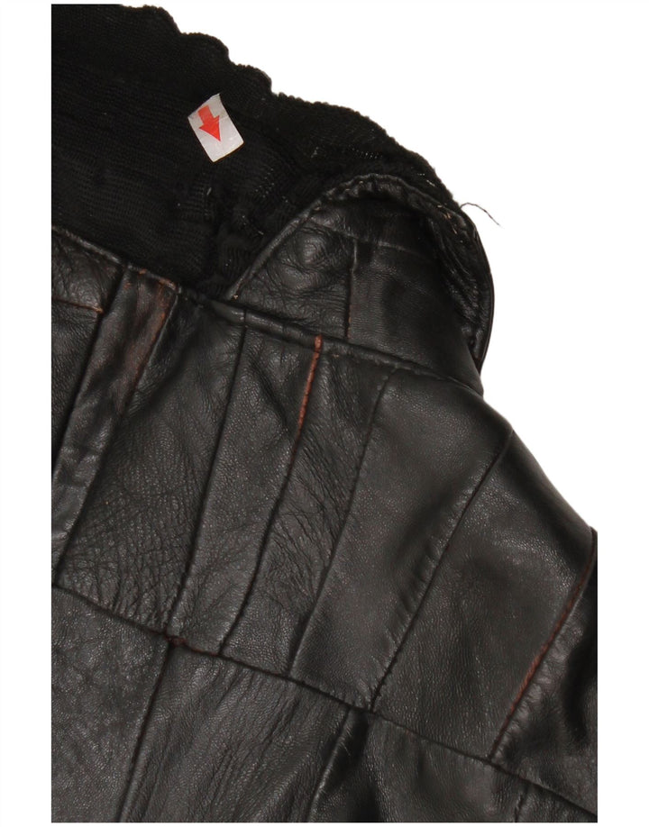 Vintage ženska bomber kožna jakna UK 12 srednje crna koža