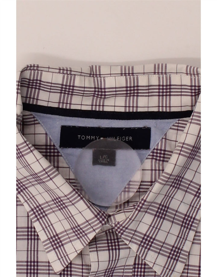 TOMMY HILFIGER Mens Shirt Large Purple Check Cotton Vintage Tommy Hilfiger and Second-Hand Tommy Hilfiger from Messina Hembry 