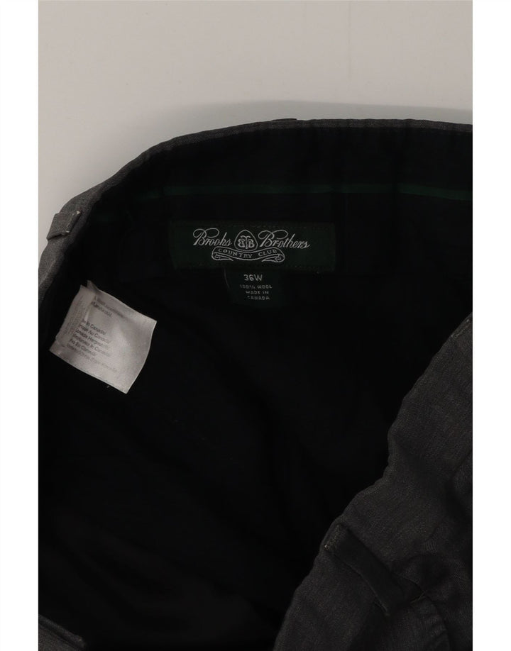 BROOKS BROTHERS Muške hlače ravnog odijela W36 L30 Siva vuna