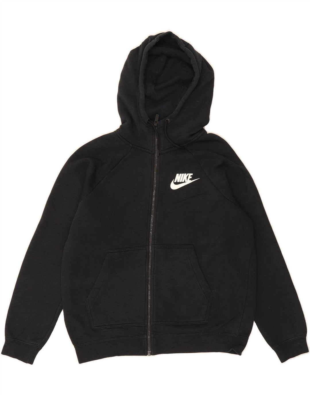 NIKE Mens Zip Hoodie Sweater Medium Black Cotton Vintage Nike and Second-Hand Nike from Messina Hembry 