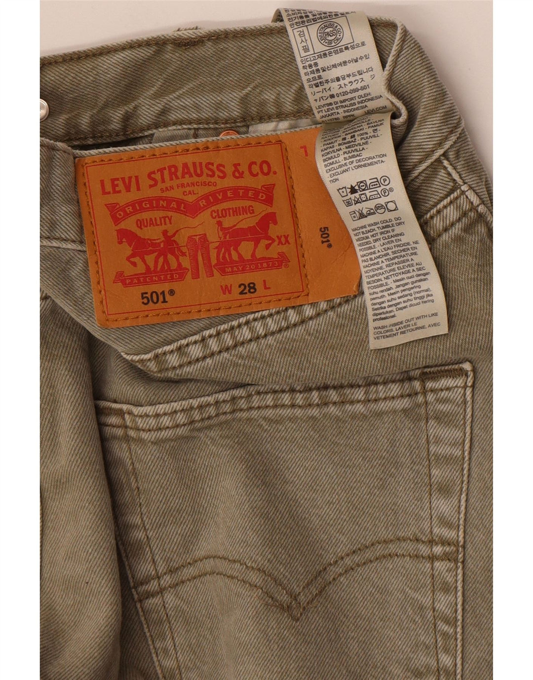Levi's muške kratke traper hlače 501 W28, mali kaki pamuk
