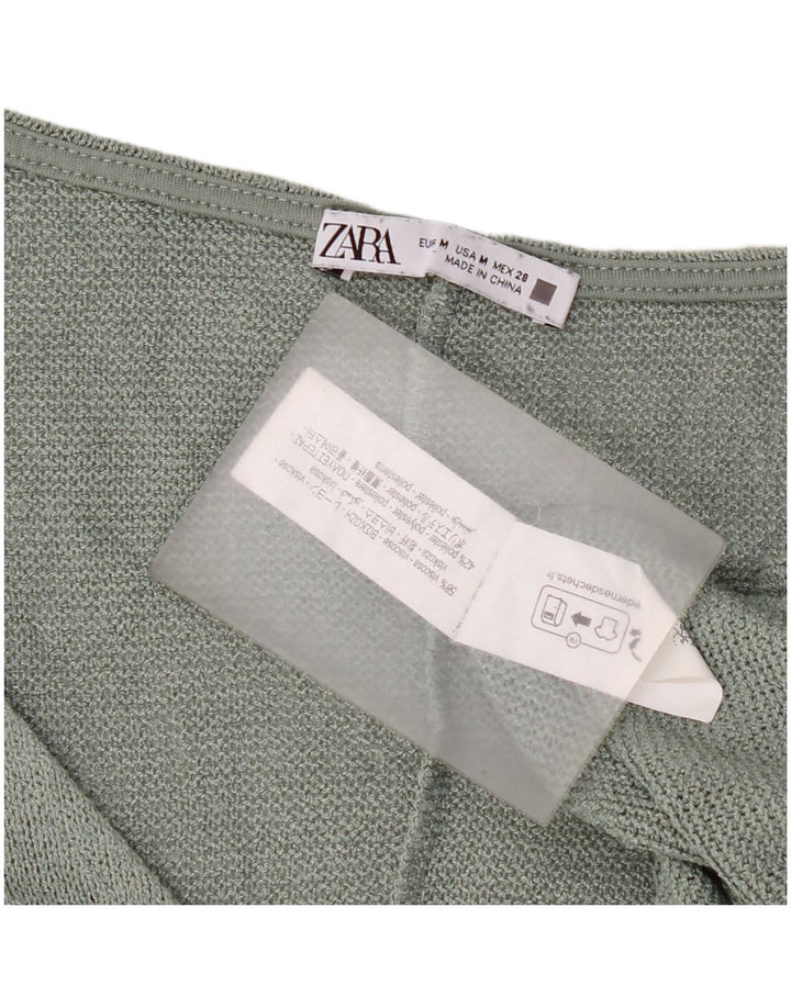 Zara ženska kratka prevelika pletena kratka majica UK 14 Srednje zelena viskoza