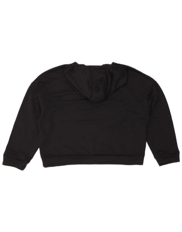 UNDER ARMOUR Womens Oversized Crop Hoodie Jumper UK 14 Medium Black