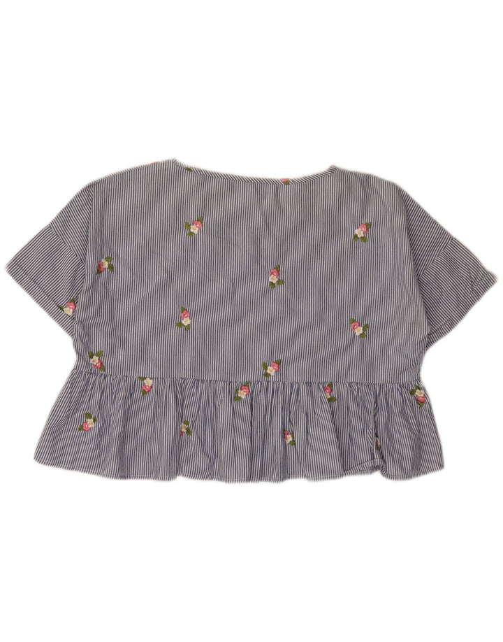 Zara ženska prevelika kratka bluza UK 10 pamuk s malim plavim prugama