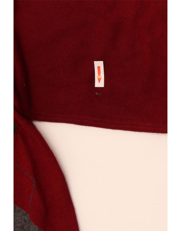 VINTAGE muški džemper s polo izrezom Veliki crveni Argyle/Diamond