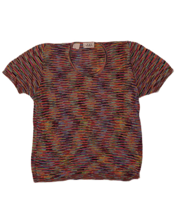 Vintage ženski džemper s veznim izrezom UK 14, srednje raznobojne fleke