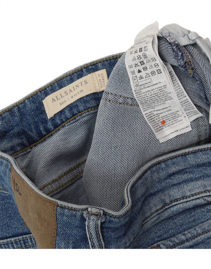 ALL SAINTS Muške uske traperice W34 L30 Plavi pamuk