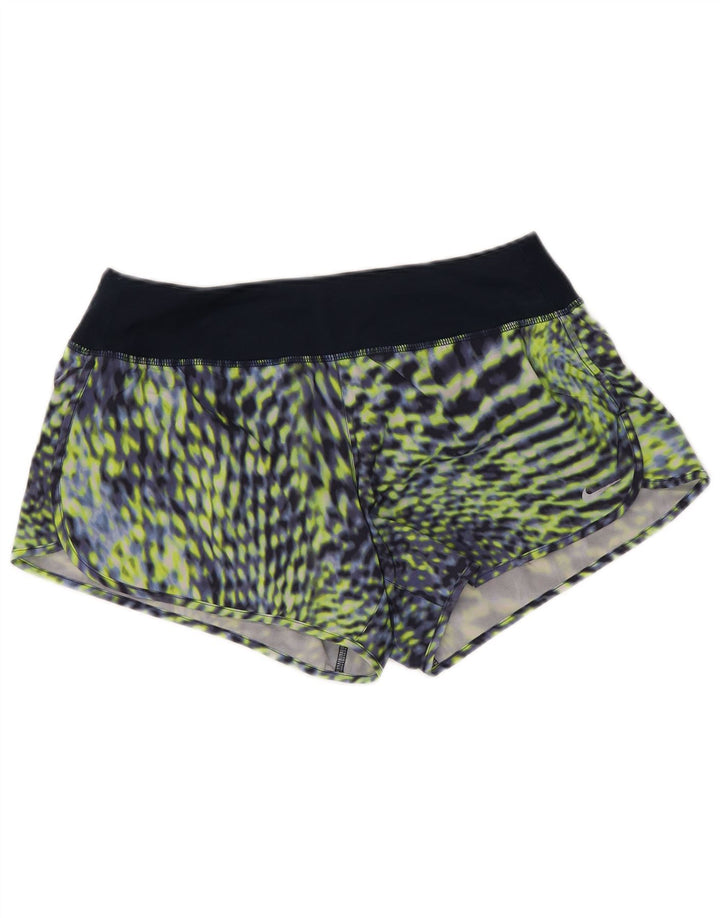 NIKE ženske sportske kratke hlače Dri Fit s apstraktnim uzorkom UK 14 srednje tamnoplave