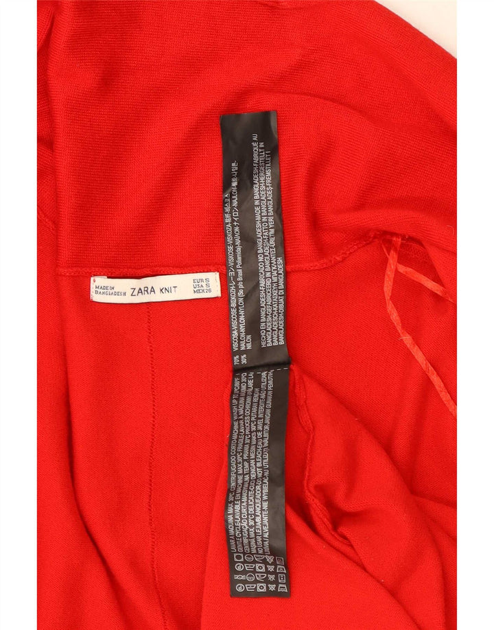 Zara ženski otvoreni kardigan pulover UK 10 Mala crvena viskoza