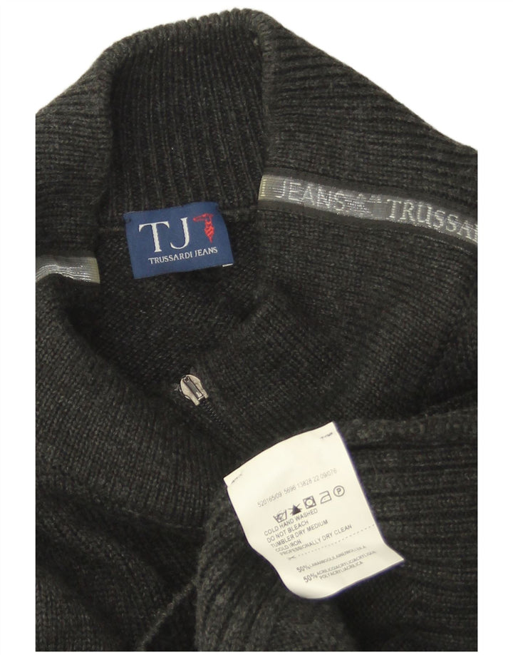Trussardi Jeans muški kardigan pulover veliki sivi vuneni