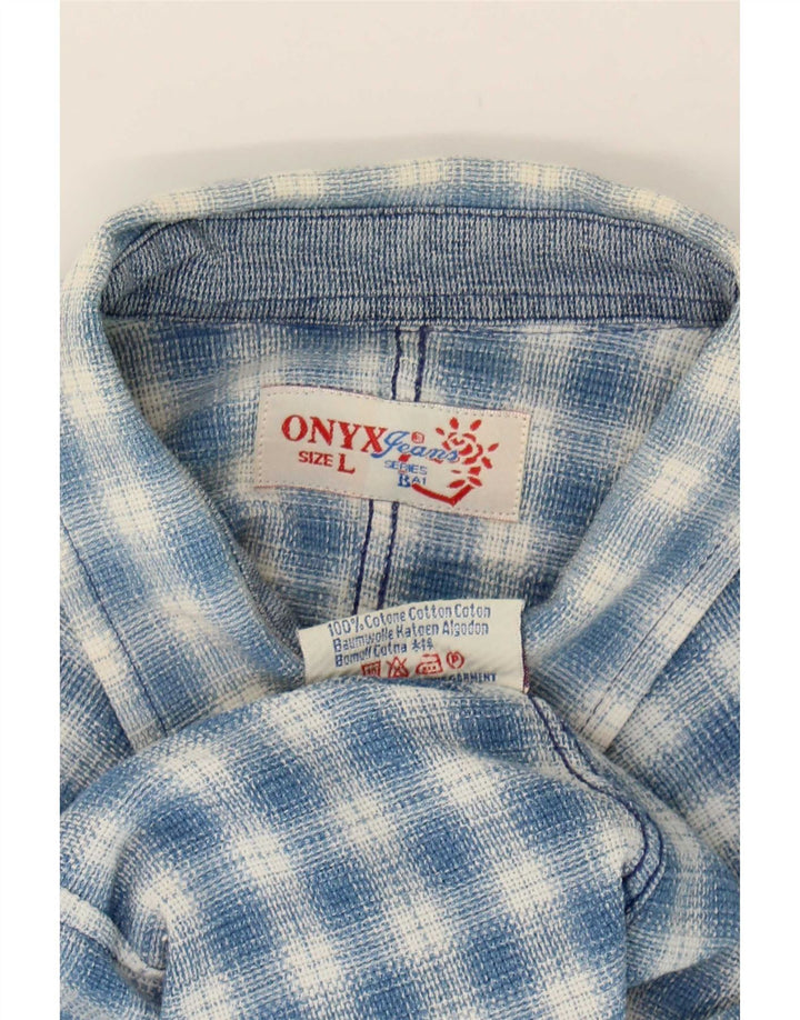 Onyx ženska košulja od flanela UK 14, veliki plavi karirani pamuk