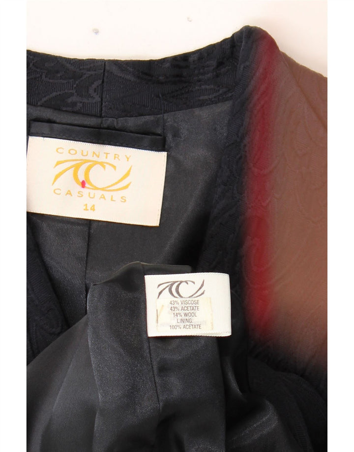 COUNTRY CASUAL Womens 3 Button Blazer Jacket UK 14 Large  Navy Blue Vintage Country Casual and Second-Hand Country Casual from Messina Hembry 