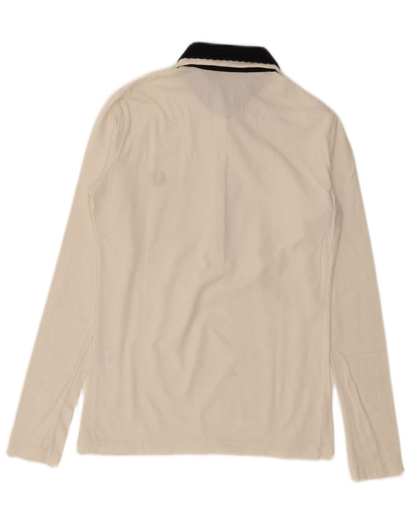 Fred Perry ženska polo majica dugih rukava UK 12 Srednje bijeli pamuk