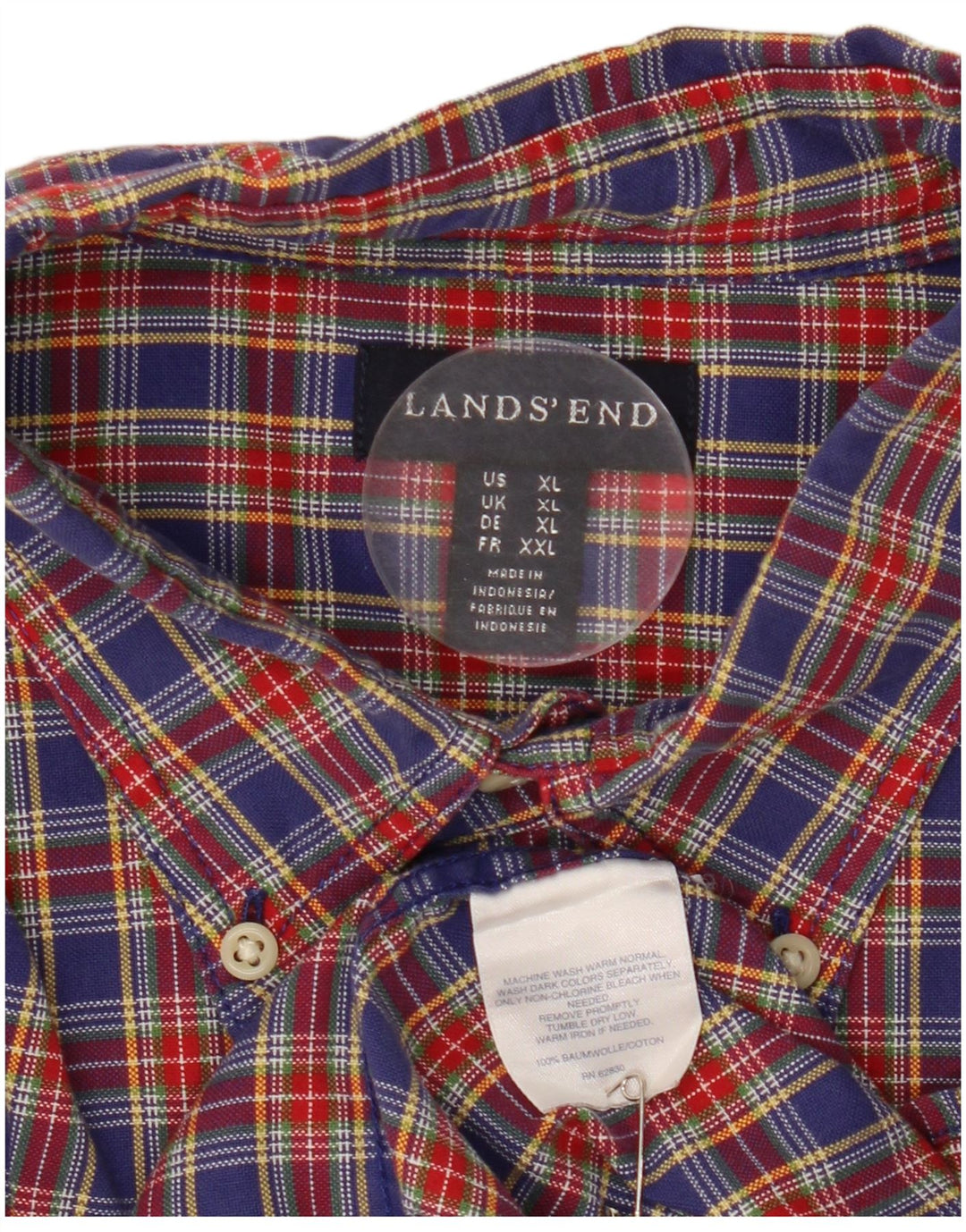 LANDS END Muška flanelska košulja XL crveni karirani pamuk