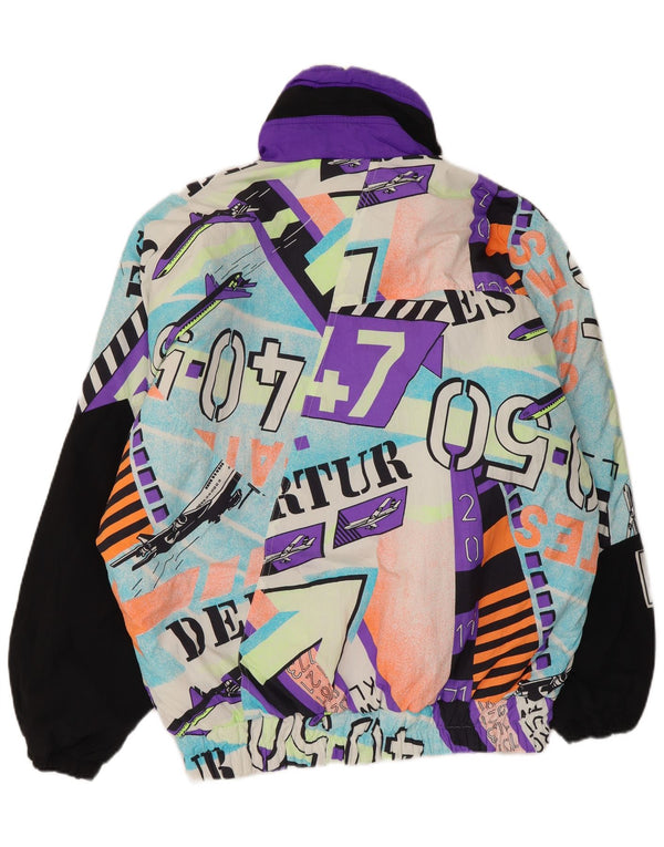 Vintage muška skijaška jakna s kapuljačom, UK 40, veliki višebojni poliamid