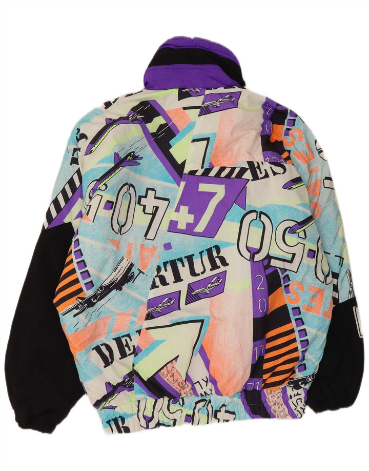 Vintage muška skijaška jakna s kapuljačom, UK 40, veliki višebojni poliamid