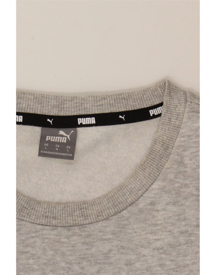 PUMA Womens Graphic Sweatshirt Jumper UK 16 Large Grey Cotton Vintage Puma and Second-Hand Puma from Messina Hembry 