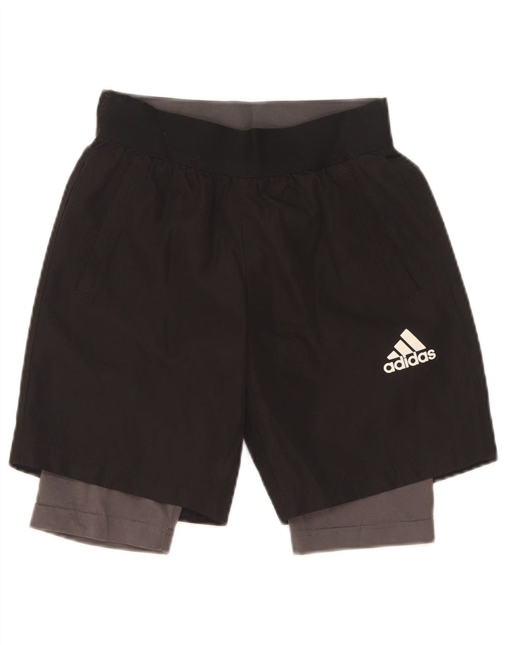 Sportske kratke hlače Adidas Climalite za dječake 9-10 godina male crne poliesterske