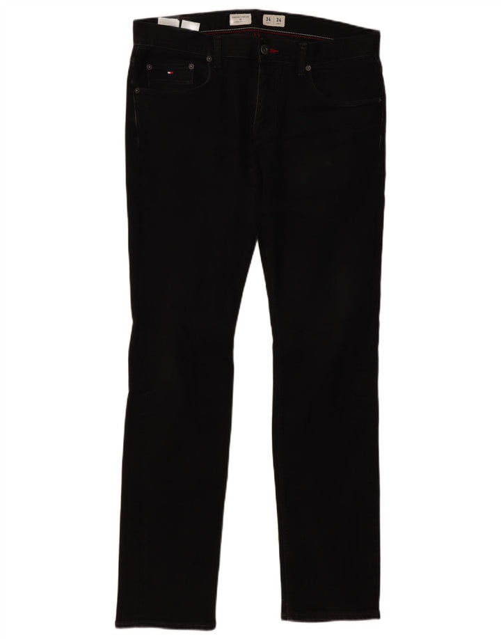 TOMMY HILFIGER muške Denton ravne traperice W34 L34 crni pamuk