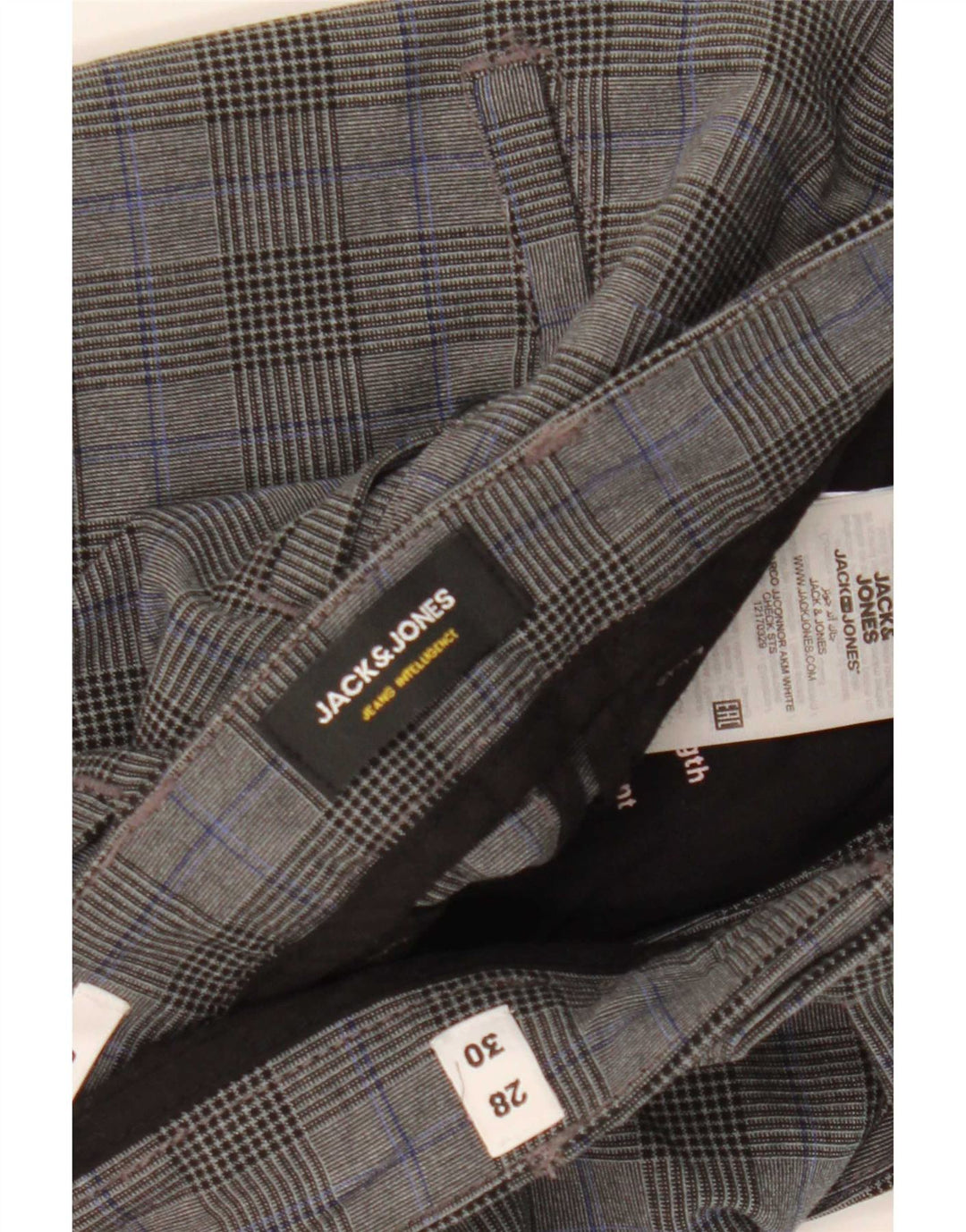 Jack & Jones muške uske hlače Marco W28 L30 sivi karirani poliester
