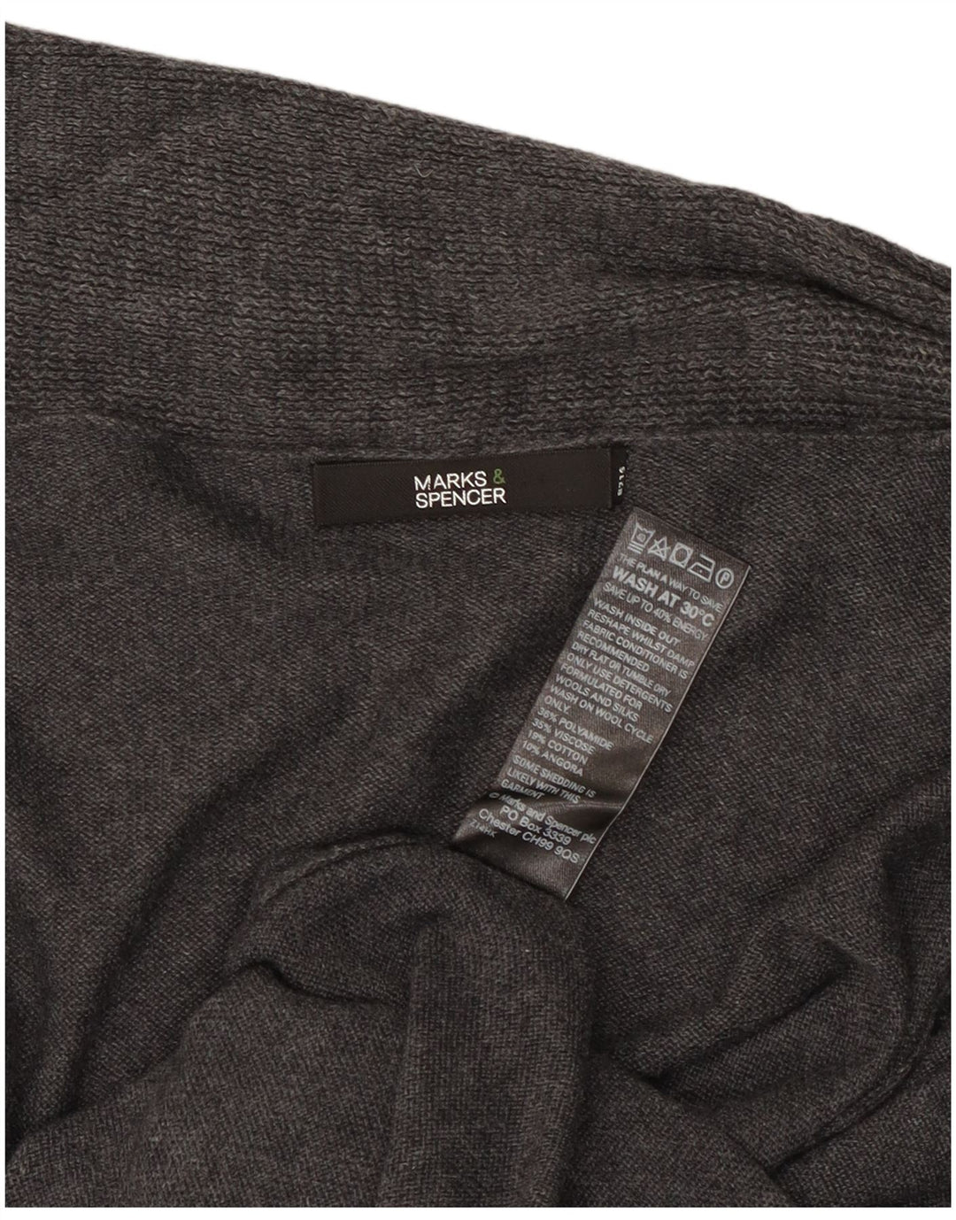 Marks & Spencer ženski dugi otvoreni kardigan pulover UK 16 veliki sivi