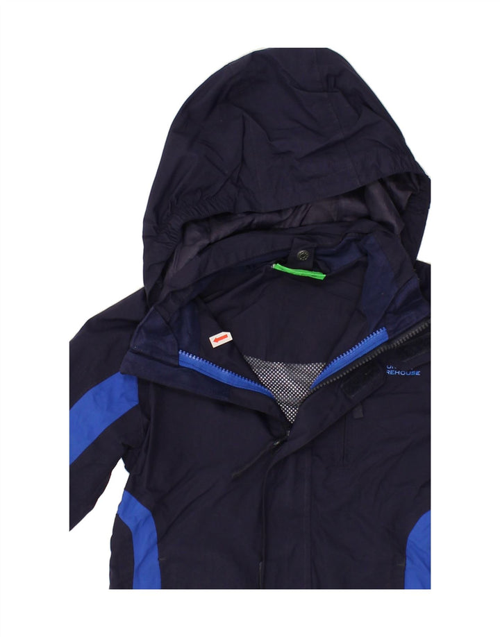 MOUNTAIN WAREHOUSE Boys Hooded Rain Jacket 5-6 Years Navy Blue Colourblock Vintage Mountain Warehouse and Second-Hand Mountain Warehouse from Messina Hembry 
