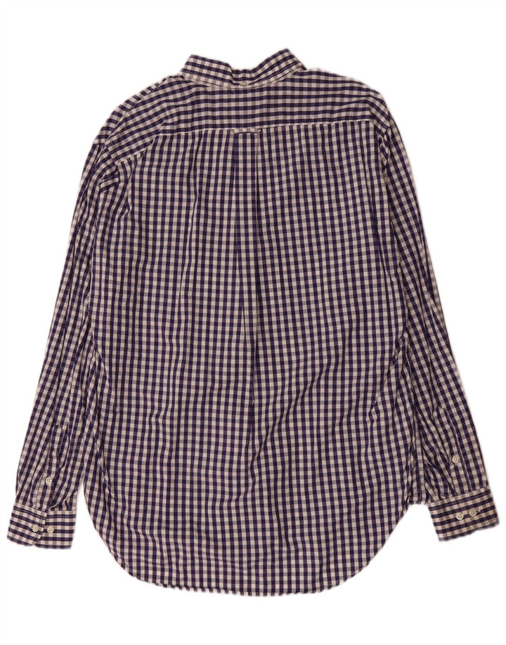HENRY COTTONS Mens Shirt Size 44 XL Navy Blue Gingham