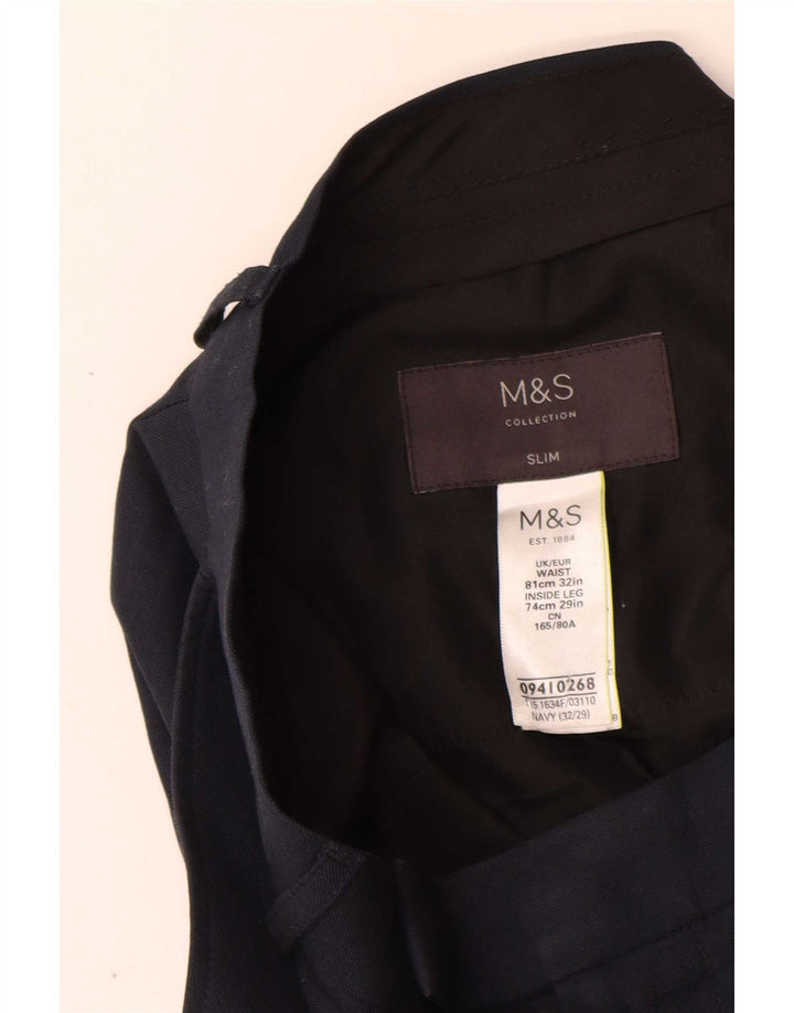 Marks & Spencer muške uske hlače W32 L29 tamnoplavi poliester