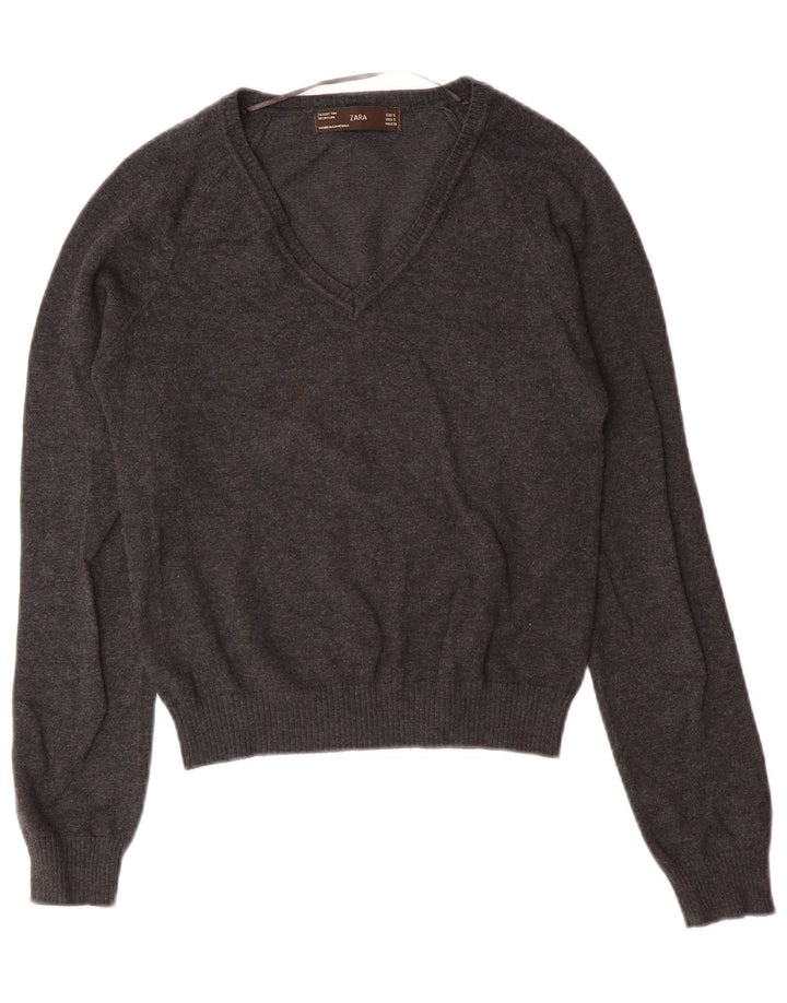 Zara dječački džemper s V-izrezom 7-8 godina mali sivi pamuk