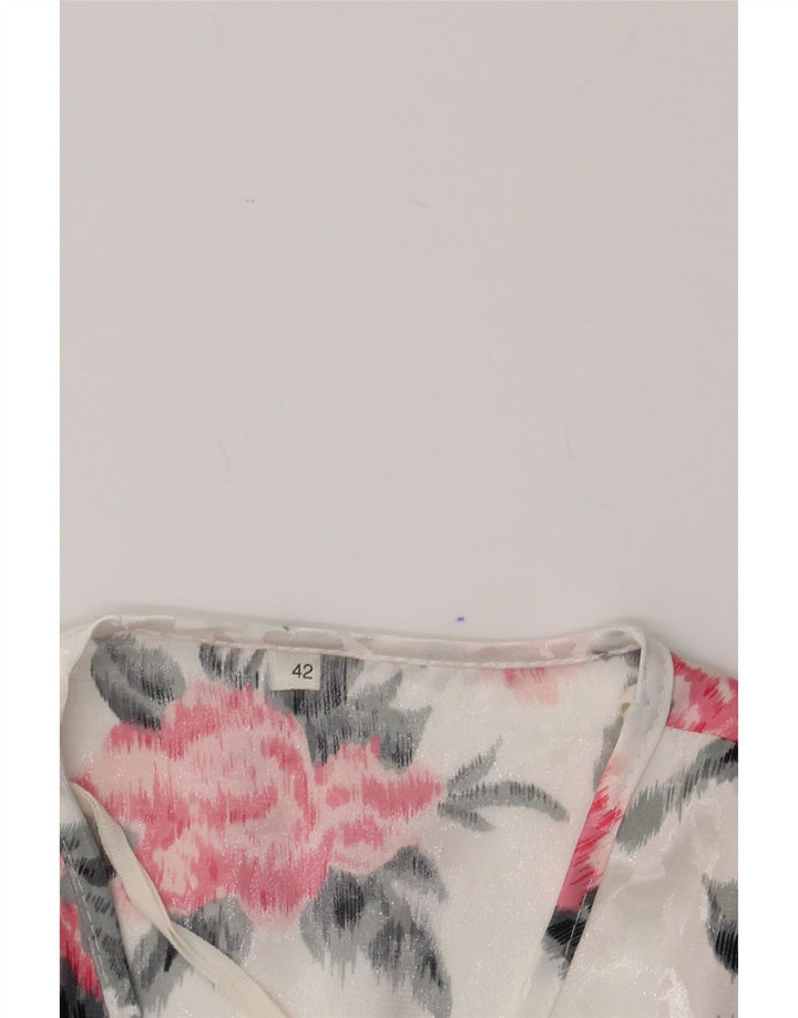 VINTAGE Womens Blouse Top IT 42 Medium White Floral Vintage Vintage and Second-Hand Vintage from Messina Hembry 