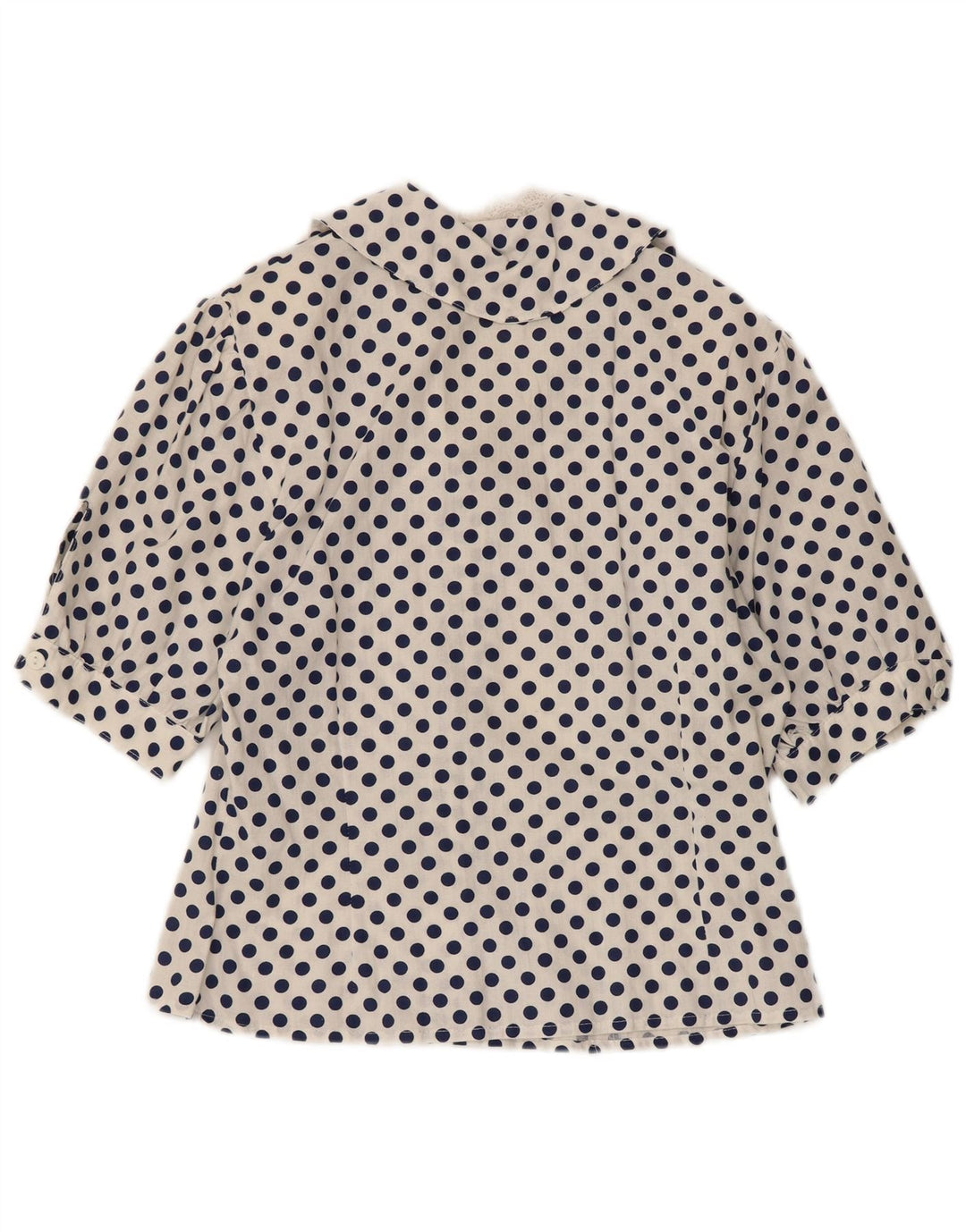 VINTAGE Ženska košulja bluza 1/2 rukava UK 12 srednje bijele točkice